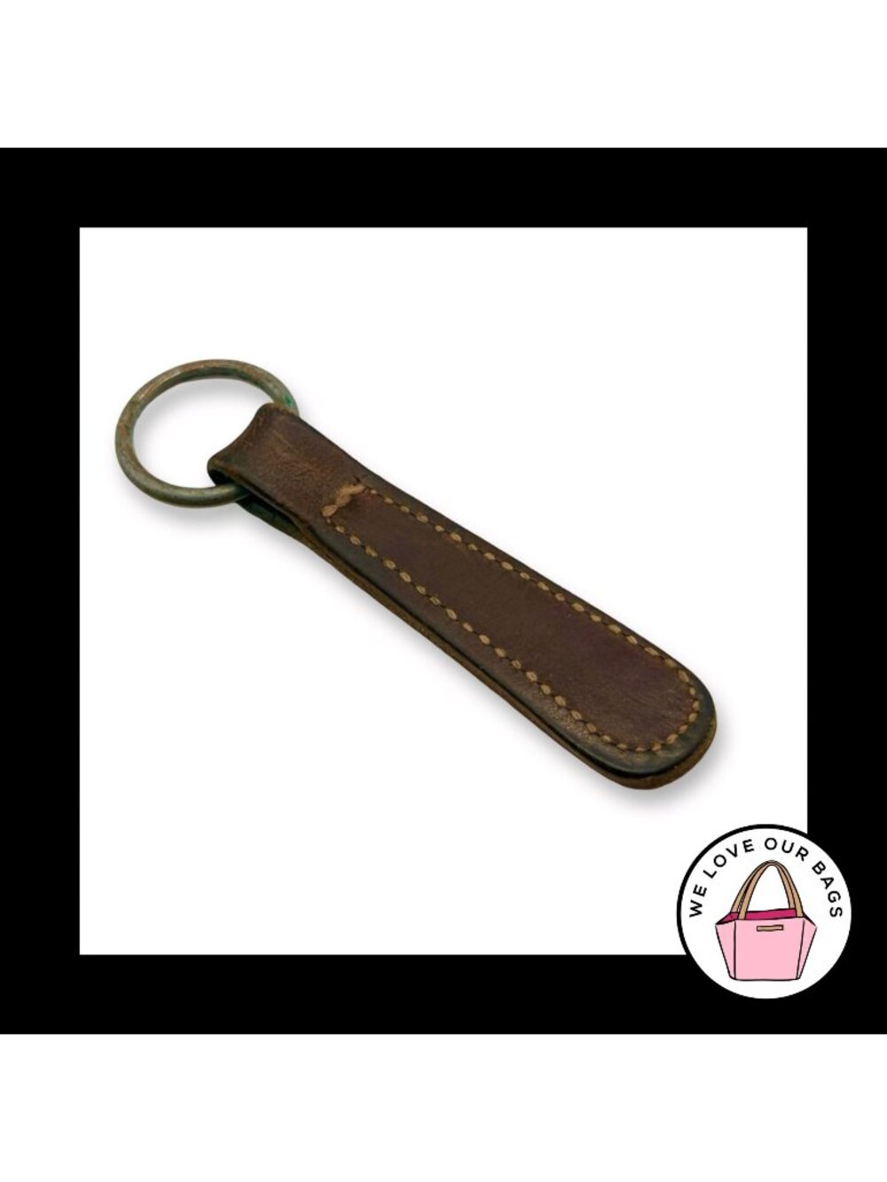 Vintage COACH ZIPPER PULL Brown Leather Strap Nickel Purse Bag Wallet Wristlet